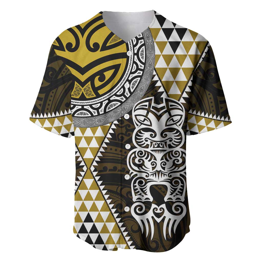 Yellow Aotearoa Niho Taniwha Baseball Jersey Maori Mythology Tooth - Taniko Motifs