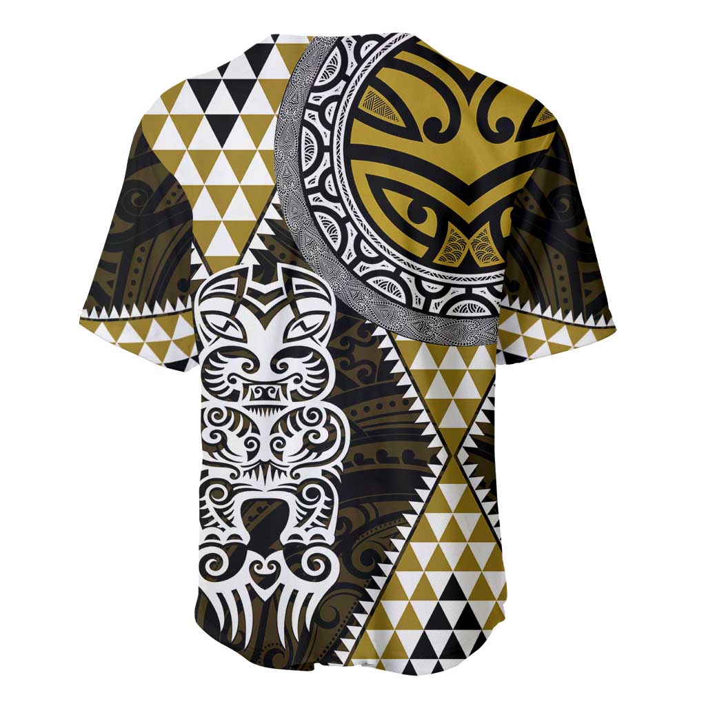Yellow Aotearoa Niho Taniwha Baseball Jersey Maori Mythology Tooth - Taniko Motifs LT14 - Polynesian Pride