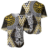 Yellow Aotearoa Niho Taniwha Baseball Jersey Maori Mythology Tooth - Taniko Motifs LT14 - Polynesian Pride