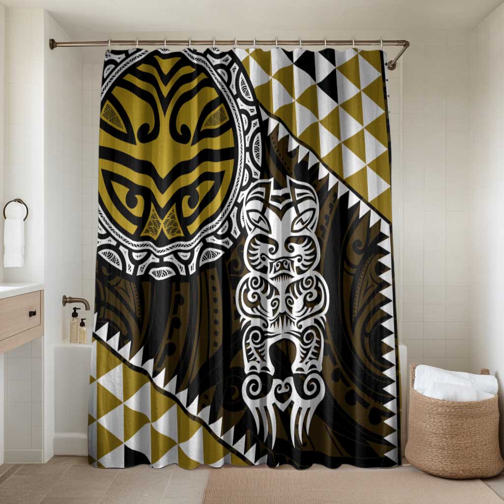 Yellow Aotearoa Niho Taniwha Bathroom Set Maori Mythology Tooth - Taniko Motifs - Polynesian Pride
