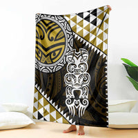 Yellow Aotearoa Niho Taniwha Blanket Maori Mythology Tooth - Taniko Motifs