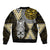 Yellow Aotearoa Niho Taniwha Bomber Jacket Maori Mythology Tooth - Taniko Motifs