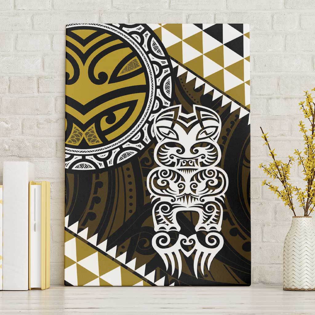 Yellow Aotearoa Niho Taniwha Canvas Wall Art Maori Mythology Tooth - Taniko Motifs