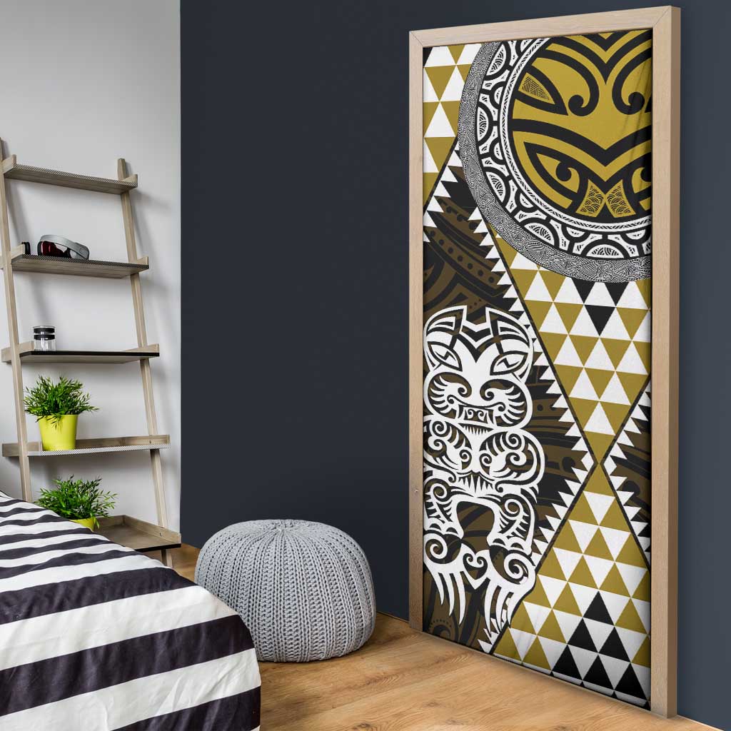 Yellow Aotearoa Niho Taniwha Door Cover Maori Mythology Tooth - Taniko Motifs - Polynesian Pride