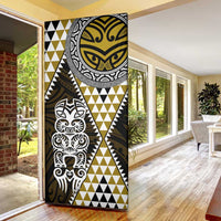 Yellow Aotearoa Niho Taniwha Door Cover Maori Mythology Tooth - Taniko Motifs - Polynesian Pride