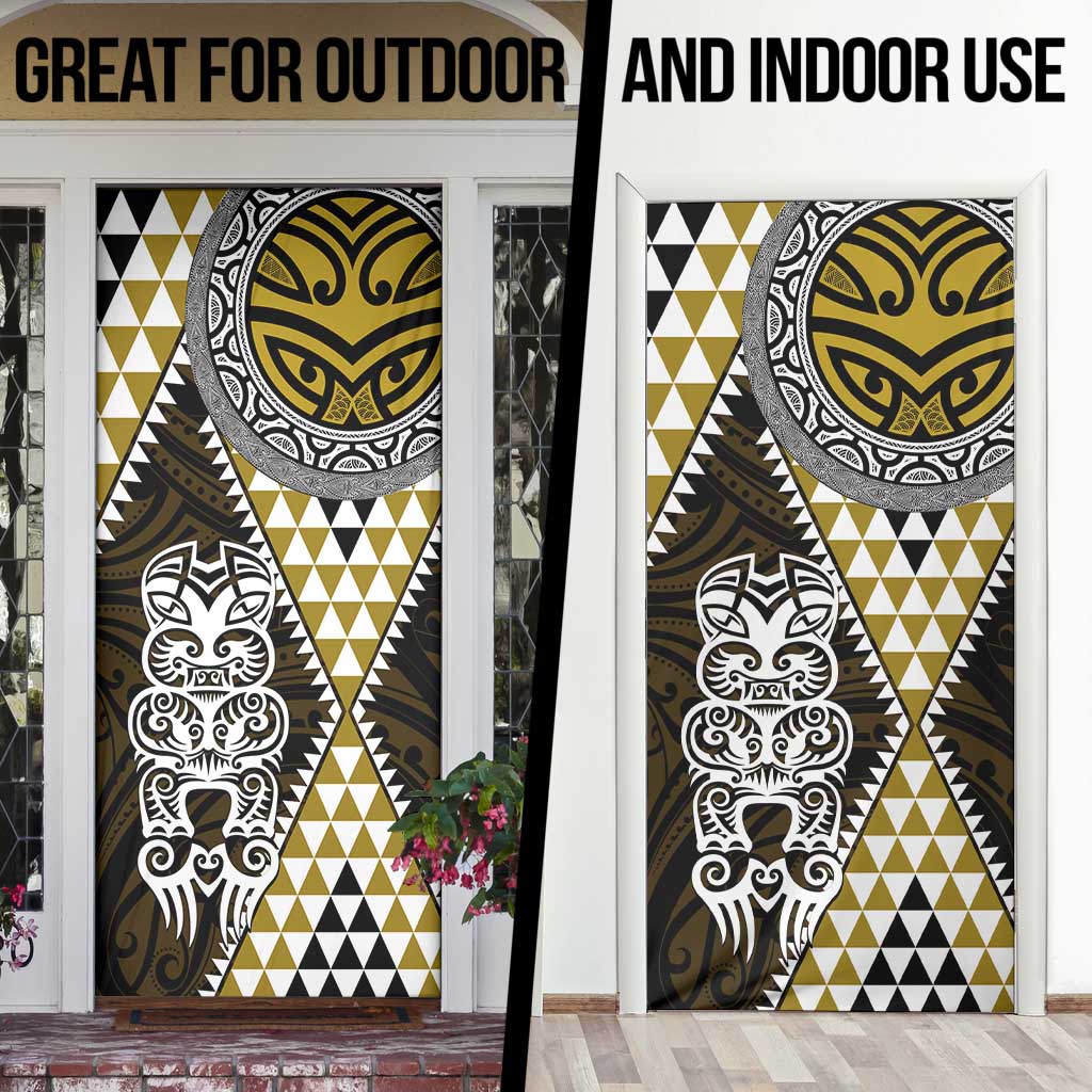 Yellow Aotearoa Niho Taniwha Door Cover Maori Mythology Tooth - Taniko Motifs - Polynesian Pride