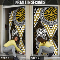 Yellow Aotearoa Niho Taniwha Door Cover Maori Mythology Tooth - Taniko Motifs - Polynesian Pride