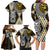 Yellow Aotearoa Niho Taniwha Family Matching Long Sleeve Bodycon Dress and Hawaiian Shirt Maori Mythology Tooth - Taniko Motifs