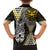 Yellow Aotearoa Niho Taniwha Family Matching Off The Shoulder Long Sleeve Dress and Hawaiian Shirt Maori Mythology Tooth - Taniko Motifs