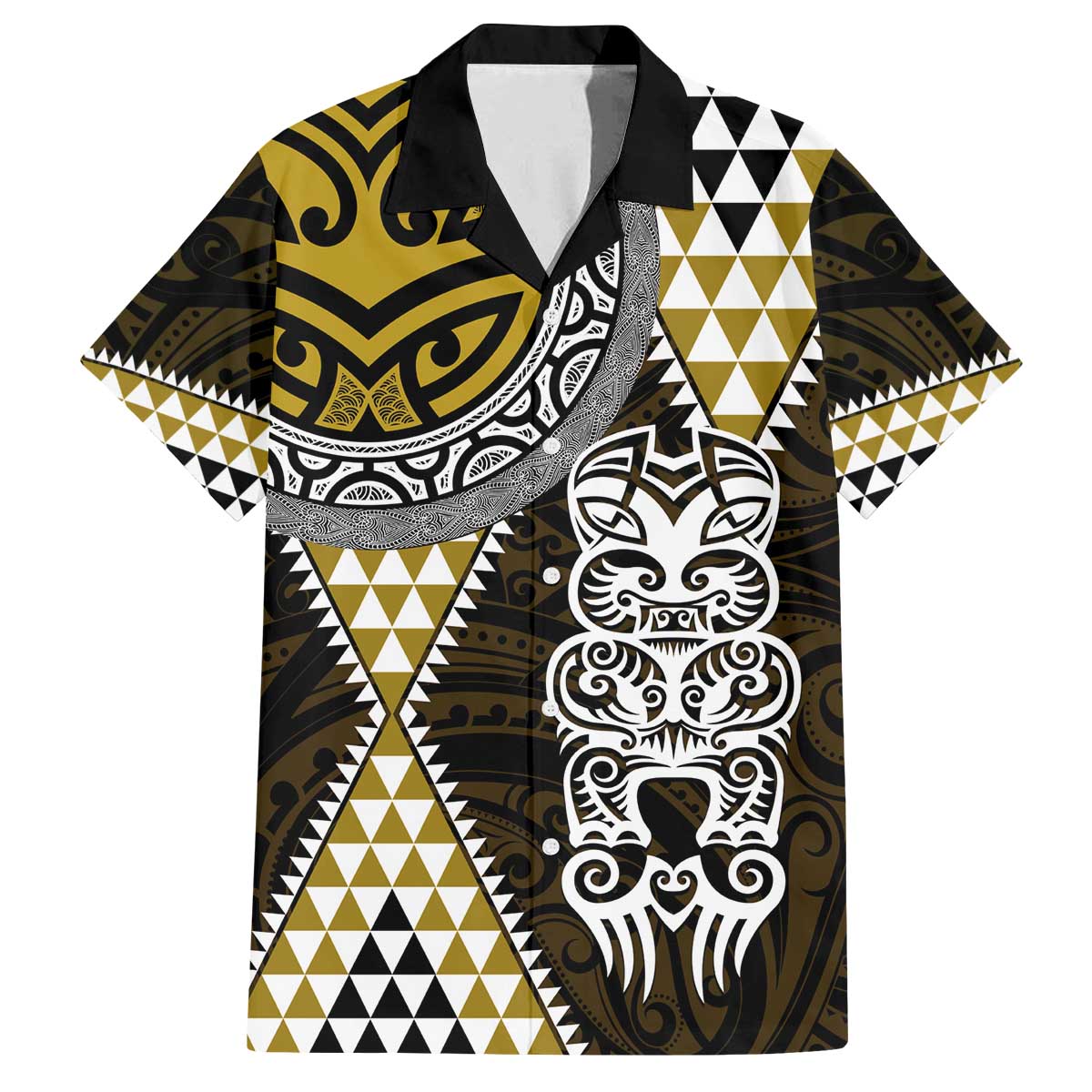 Yellow Aotearoa Niho Taniwha Family Matching Off The Shoulder Long Sleeve Dress and Hawaiian Shirt Maori Mythology Tooth - Taniko Motifs