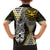 Yellow Aotearoa Niho Taniwha Family Matching Off Shoulder Short Dress and Hawaiian Shirt Maori Mythology Tooth - Taniko Motifs