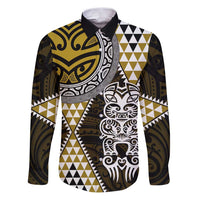 Yellow Aotearoa Niho Taniwha Family Matching Puletasi and Hawaiian Shirt Maori Mythology Tooth - Taniko Motifs