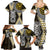 Yellow Aotearoa Niho Taniwha Family Matching Summer Maxi Dress and Hawaiian Shirt Maori Mythology Tooth - Taniko Motifs