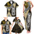 Yellow Aotearoa Niho Taniwha Family Matching Tank Maxi Dress and Hawaiian Shirt Maori Mythology Tooth - Taniko Motifs