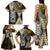 Yellow Aotearoa Niho Taniwha Family Matching Tank Maxi Dress and Hawaiian Shirt Maori Mythology Tooth - Taniko Motifs