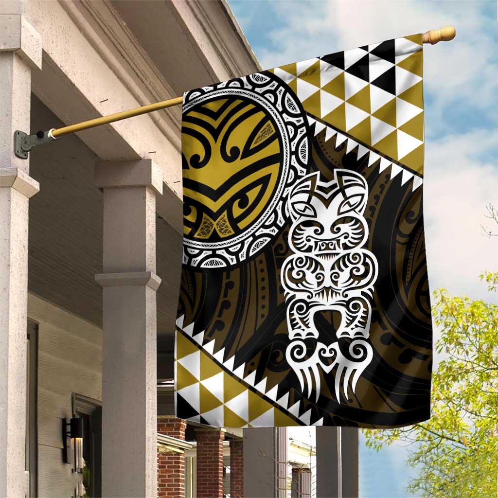 Yellow Aotearoa Niho Taniwha Garden Flag Maori Mythology Tooth - Taniko Motifs