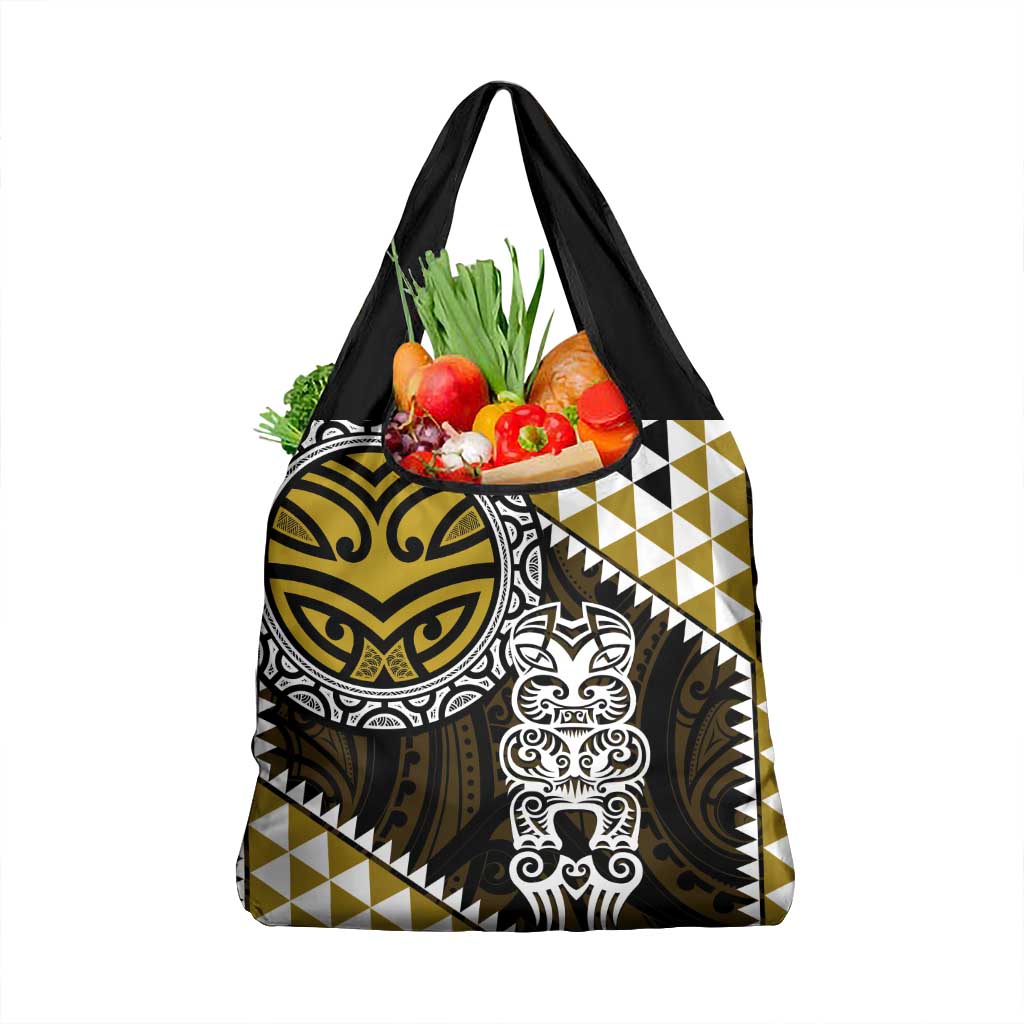 Yellow Aotearoa Niho Taniwha Grocery Bag Maori Mythology Tooth - Taniko Motifs