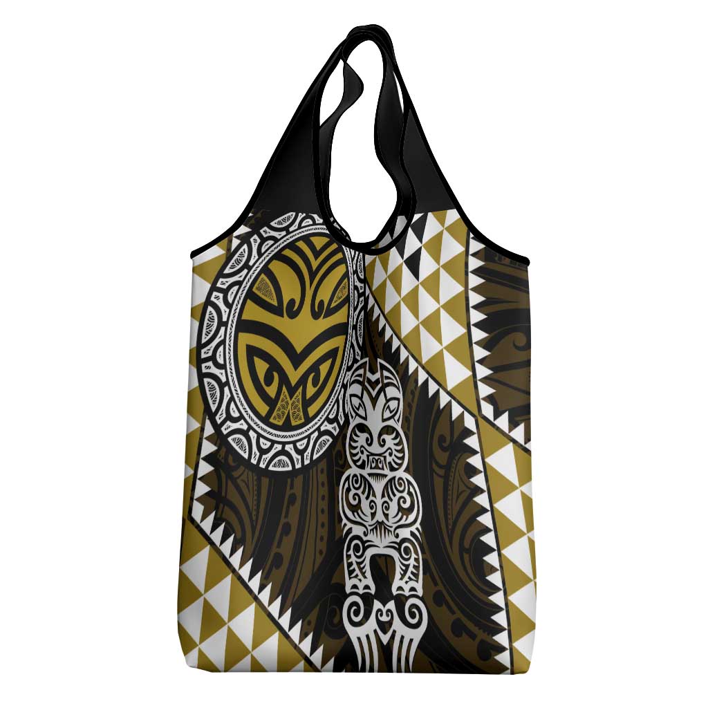 Yellow Aotearoa Niho Taniwha Grocery Bag Maori Mythology Tooth - Taniko Motifs