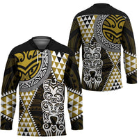 Yellow Aotearoa Niho Taniwha Hockey Jersey Maori Mythology Tooth - Taniko Motifs - Polynesian Pride