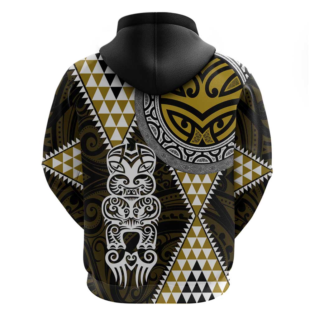 Yellow Aotearoa Niho Taniwha Hoodie Maori Mythology Tooth - Taniko Motifs