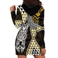 Yellow Aotearoa Niho Taniwha Hoodie Dress Maori Mythology Tooth - Taniko Motifs