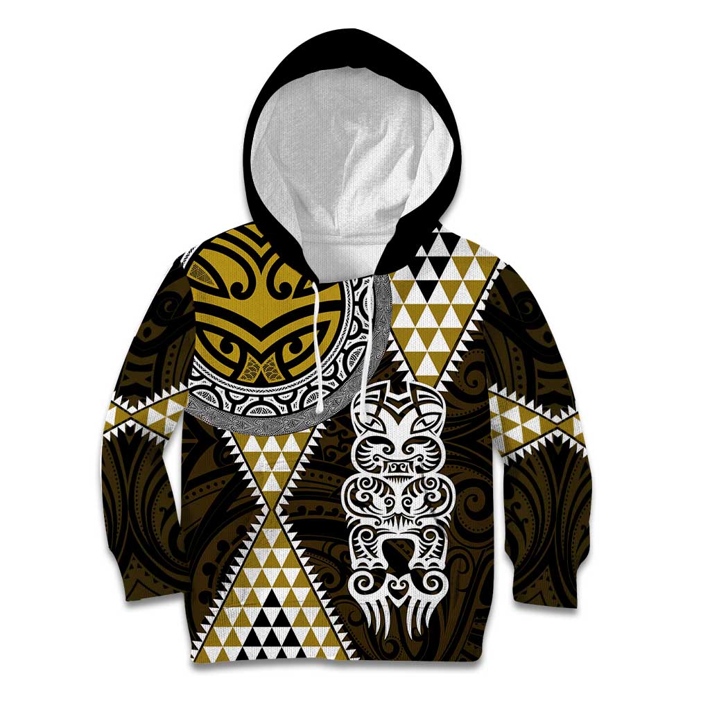 Yellow Aotearoa Niho Taniwha Kid Hoodie Maori Mythology Tooth - Taniko Motifs