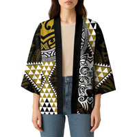 Yellow Aotearoa Niho Taniwha Kimono Maori Mythology Tooth - Taniko Motifs - Polynesian Pride