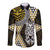 Yellow Aotearoa Niho Taniwha Long Sleeve Button Shirt Maori Mythology Tooth - Taniko Motifs