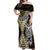 Yellow Aotearoa Niho Taniwha Off Shoulder Maxi Dress Maori Mythology Tooth - Taniko Motifs