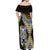 Yellow Aotearoa Niho Taniwha Off Shoulder Maxi Dress Maori Mythology Tooth - Taniko Motifs