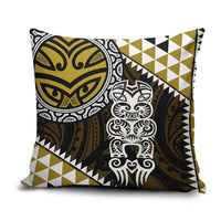Yellow Aotearoa Niho Taniwha Pillow Cover Maori Mythology Tooth - Taniko Motifs - Polynesian Pride
