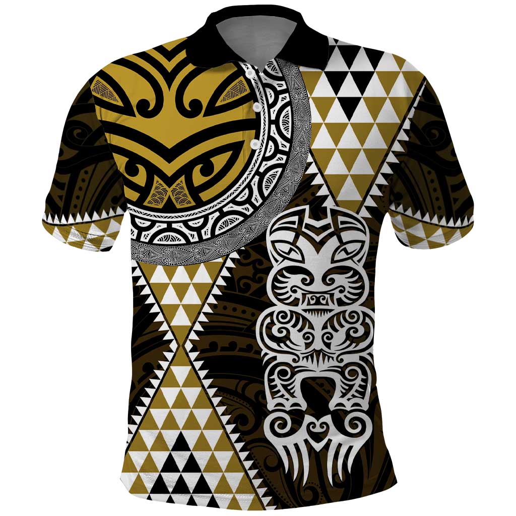 Yellow Aotearoa Niho Taniwha Polo Shirt Maori Mythology Tooth - Taniko Motifs