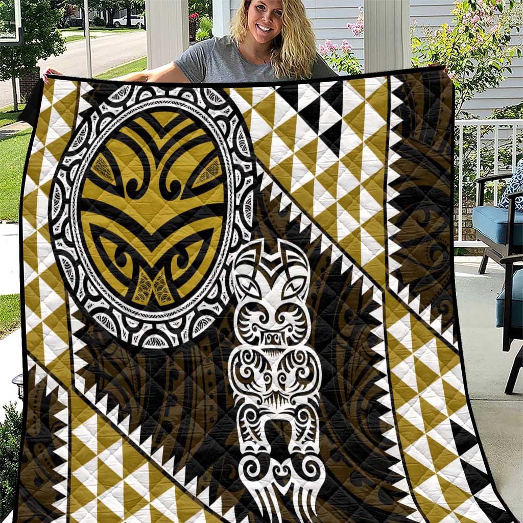 Yellow Aotearoa Niho Taniwha Quilt Maori Mythology Tooth - Taniko Motifs