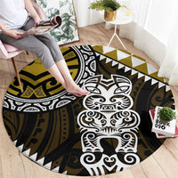 Yellow Aotearoa Niho Taniwha Round Carpet Maori Mythology Tooth - Taniko Motifs