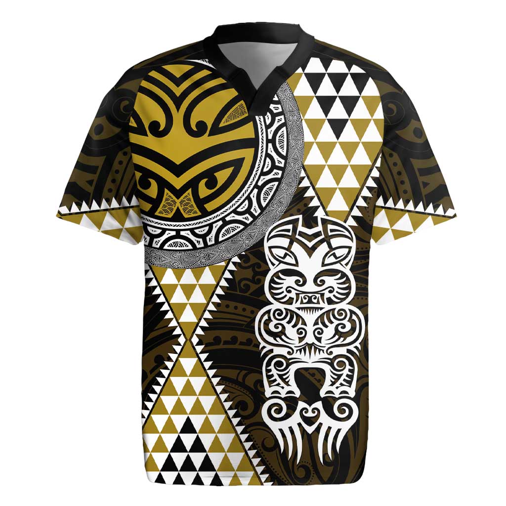 Yellow Aotearoa Niho Taniwha Rugby Jersey Maori Mythology Tooth - Taniko Motifs