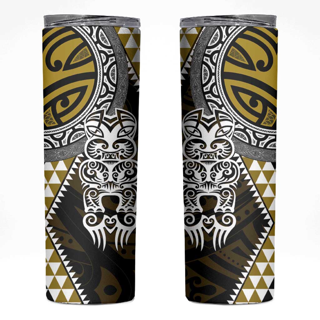 Yellow Aotearoa Niho Taniwha Skinny Tumbler Maori Mythology Tooth - Taniko Motifs