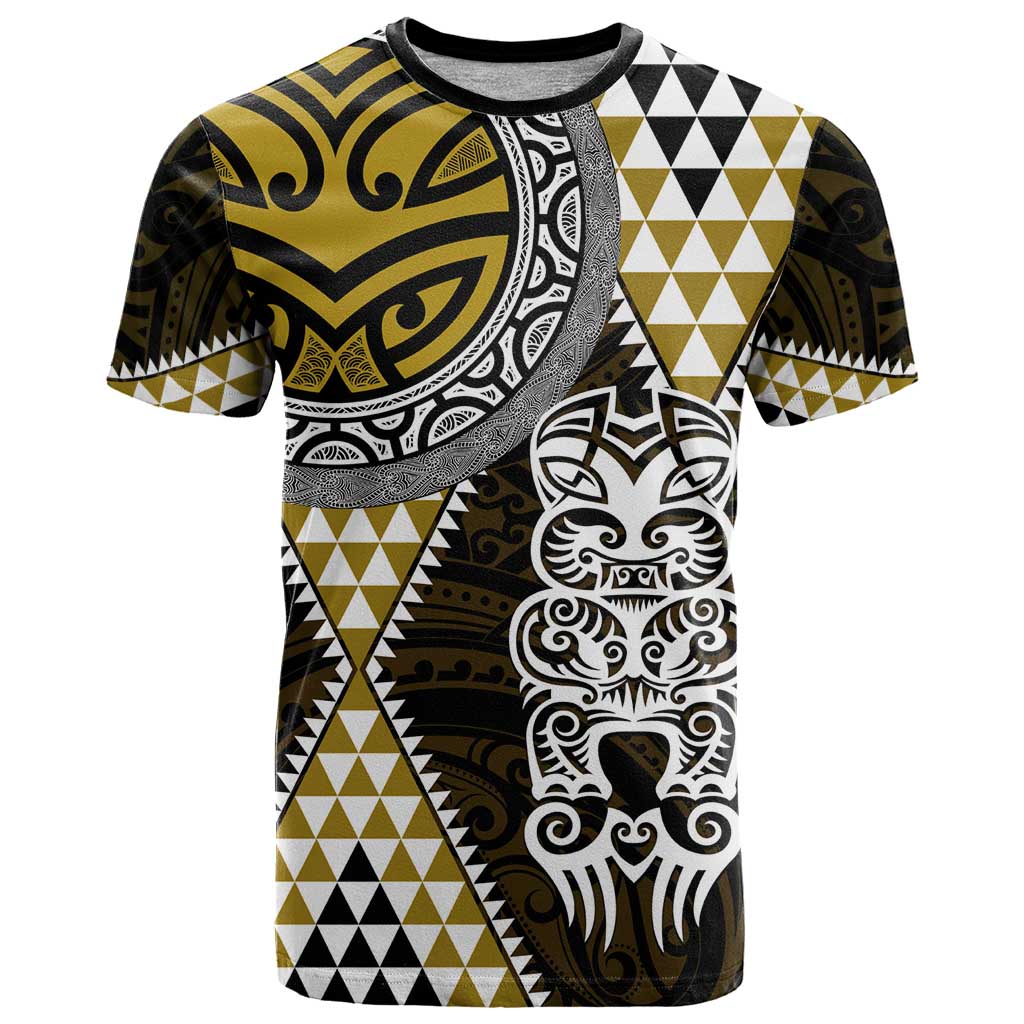 Yellow Aotearoa Niho Taniwha T Shirt Maori Mythology Tooth - Taniko Motifs