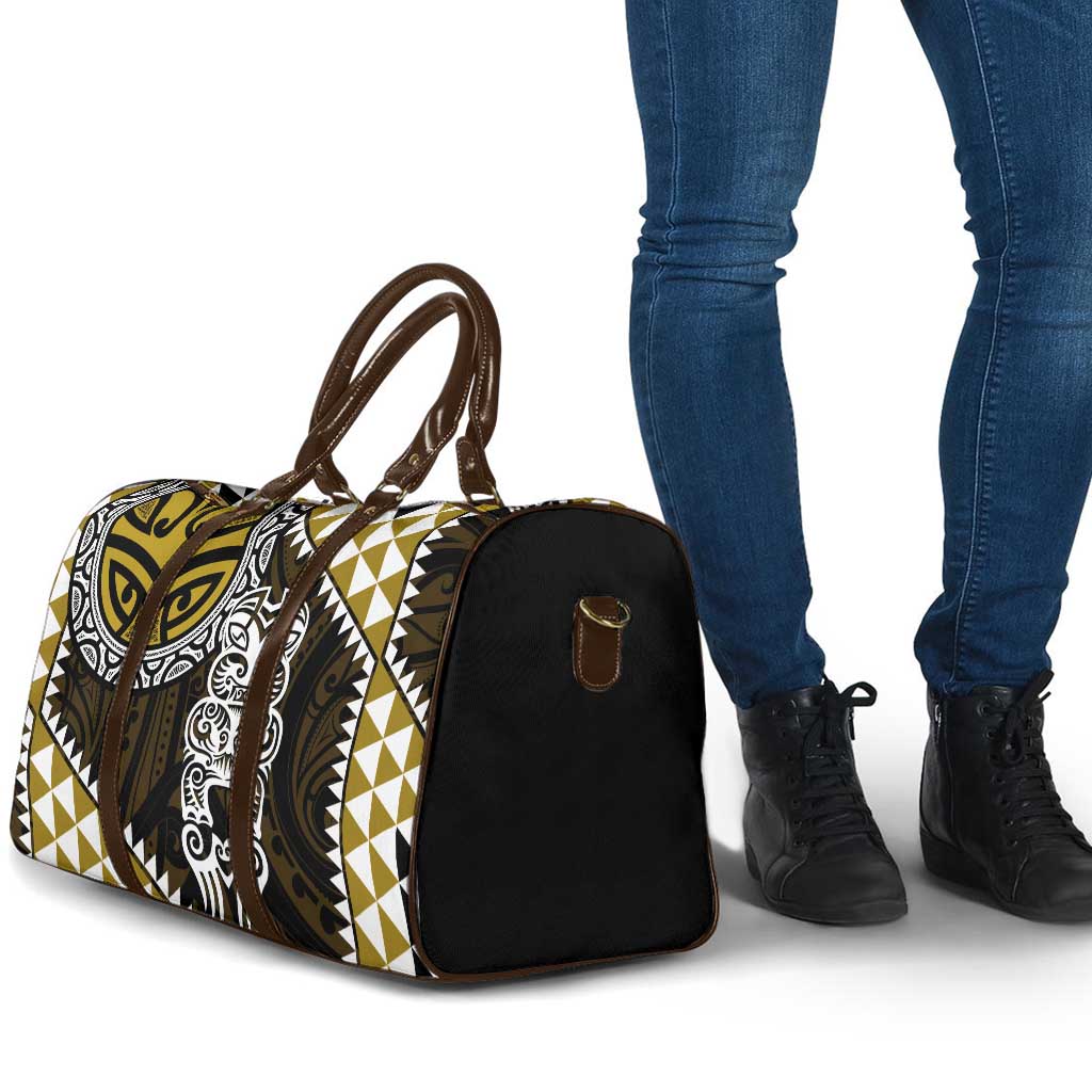 Yellow Aotearoa Niho Taniwha Travel Bag Maori Mythology Tooth - Taniko Motifs - Polynesian Pride