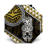 Yellow Aotearoa Niho Taniwha Umbrella Maori Mythology Tooth - Taniko Motifs - Polynesian Pride