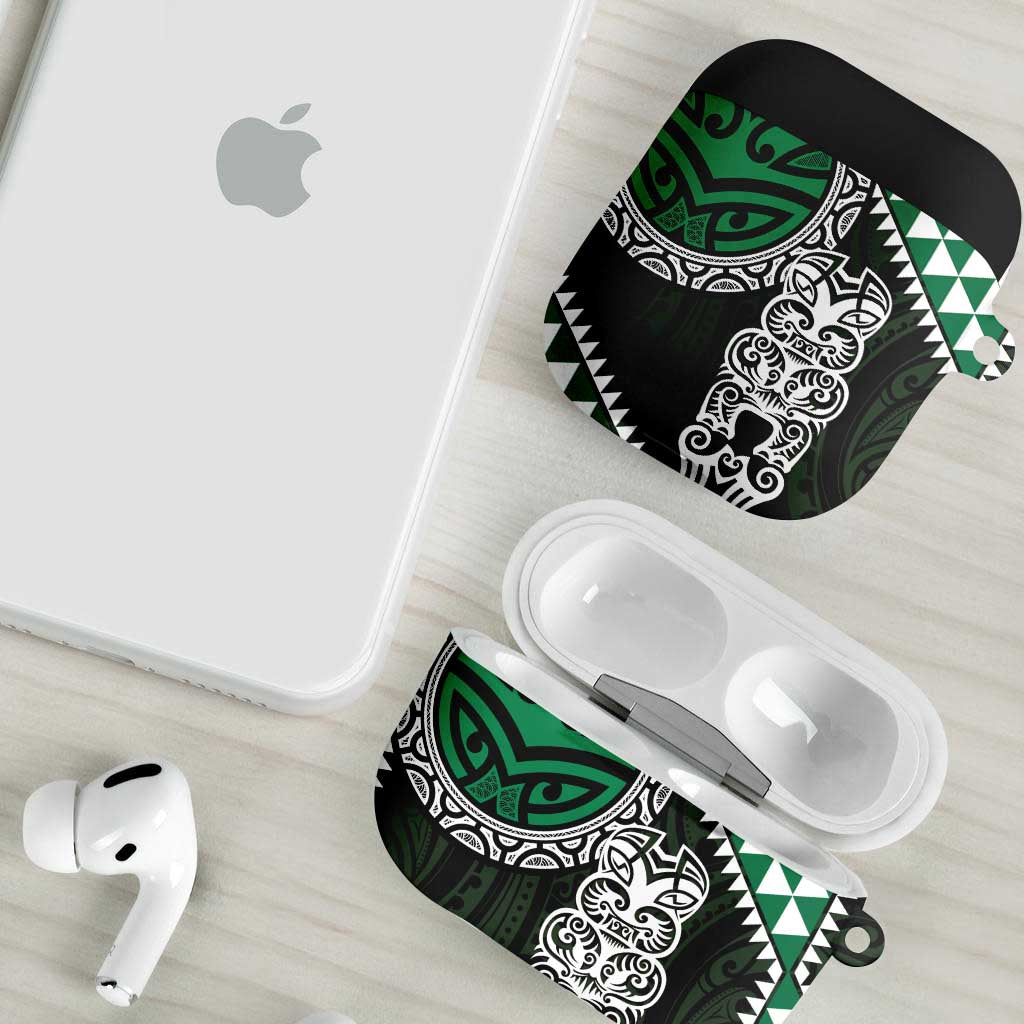 Green Aotearoa Niho Taniwha AirPods Case Maori Mythology Tooth - Taniko Motifs - Polynesian Pride