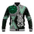 Green Aotearoa Niho Taniwha Baseball Jacket Maori Mythology Tooth - Taniko Motifs