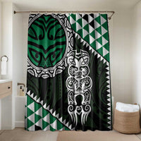 Green Aotearoa Niho Taniwha Bathroom Set Maori Mythology Tooth - Taniko Motifs - Polynesian Pride