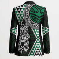 Green Aotearoa Niho Taniwha Blazer Maori Mythology Tooth - Taniko Motifs - Polynesian Pride