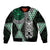 Green Aotearoa Niho Taniwha Bomber Jacket Maori Mythology Tooth - Taniko Motifs