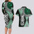 Green Aotearoa Niho Taniwha Couples Matching Long Sleeve Bodycon Dress and Hawaiian Shirt Maori Mythology Tooth - Taniko Motifs