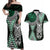 Green Aotearoa Niho Taniwha Couples Matching Off Shoulder Maxi Dress and Hawaiian Shirt Maori Mythology Tooth - Taniko Motifs