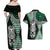 Green Aotearoa Niho Taniwha Couples Matching Off Shoulder Maxi Dress and Hawaiian Shirt Maori Mythology Tooth - Taniko Motifs