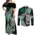 Green Aotearoa Niho Taniwha Couples Matching Off Shoulder Maxi Dress and Long Sleeve Button Shirt Maori Mythology Tooth - Taniko Motifs