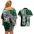 Green Aotearoa Niho Taniwha Couples Matching Off Shoulder Short Dress and Hawaiian Shirt Maori Mythology Tooth - Taniko Motifs