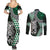 Green Aotearoa Niho Taniwha Couples Matching Summer Maxi Dress and Long Sleeve Button Shirt Maori Mythology Tooth - Taniko Motifs